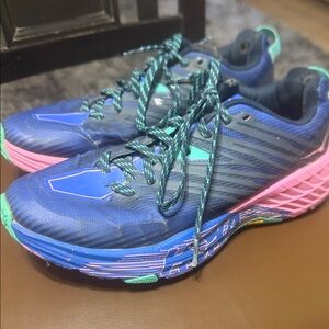 Hoka Blue and Pink Athletic Shoes